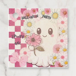 Niedlich Spooky Pink Daisy Halloween-Party Einladu Geschenkanhänger