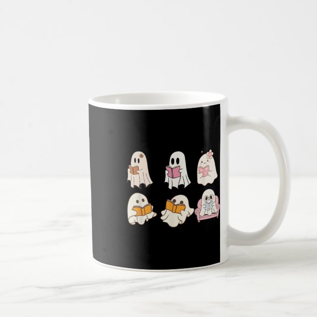Niedlich Spooky Reading Book Halloween Fall Ghost  Kaffeetasse (Rechts)