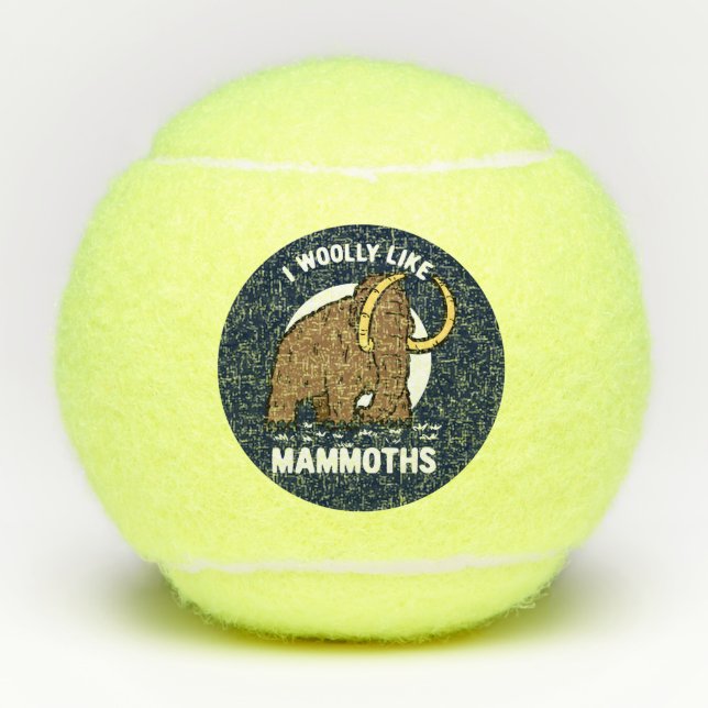 Niedlich Sport Woolman Mammoth Prähistorisches Tie Tennisbälle (Vorderseite)