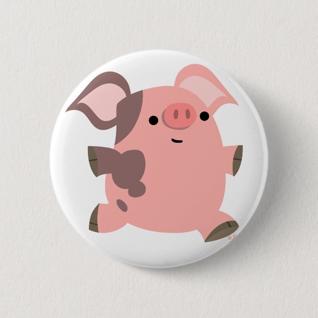 Niedlich-Sporty-Cartoon-Pig-Button-Abzeichen Button (Vorderseite)