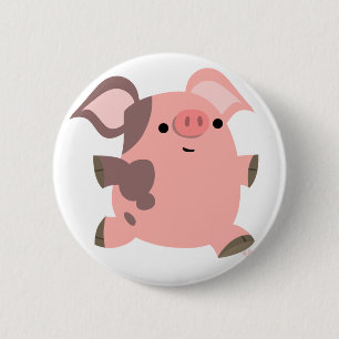 Niedlich-Sporty-Cartoon-Pig-Button-Abzeichen Button