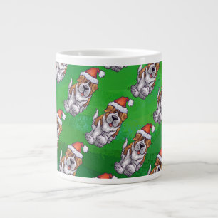 Niedlich St. Bernard in Hat Pattern auf Green Jumbo-Tasse