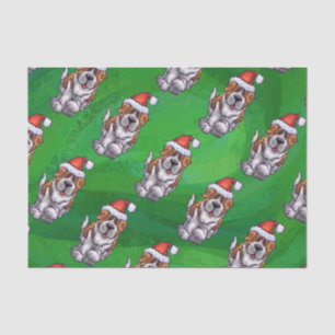 Niedlich St. Bernard in Hat Pattern auf Green Seidenpapier