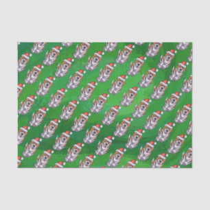 Niedlich St. Bernard in Hat Pattern auf Green Seidenpapier