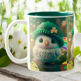 Niedlich St Patricks Day Baby Owl Personalisiert Zweifarbige Tasse