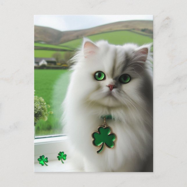 Niedlich St. Patricks Day Cat Postkarte (Vorderseite)