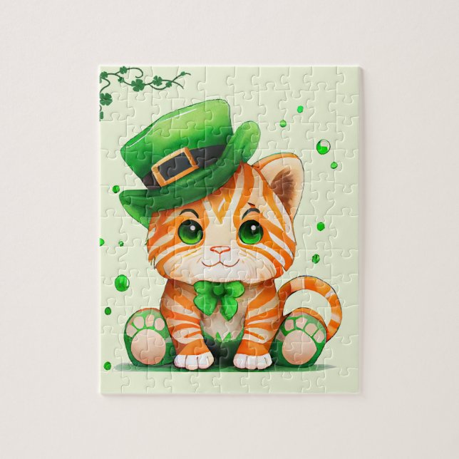 Niedlich St Patricks Day Cat Puzzle (Vertikal)
