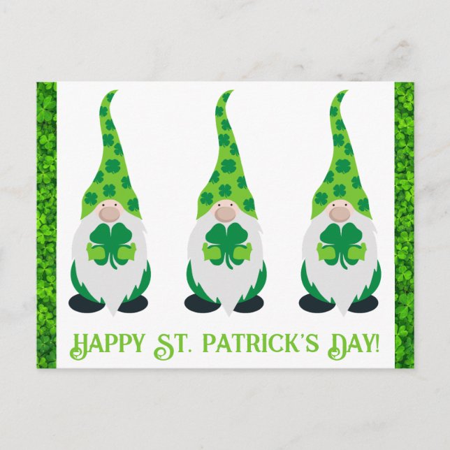 Niedlich St Patricks Day Gnome Green Kleeblatt Postkarte (Vorderseite)