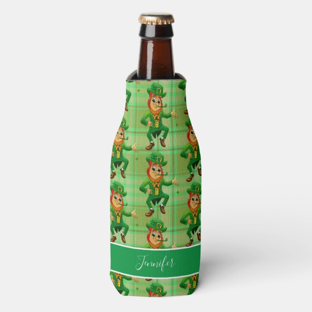 Niedlich St Patricks Day Green Leprechaun Personal Flaschenkühler (Flaschenvorderseite)