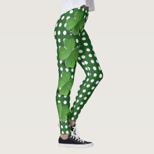 Niedlich St Patricks Day Kleeblatt Green Polka Dot Leggings