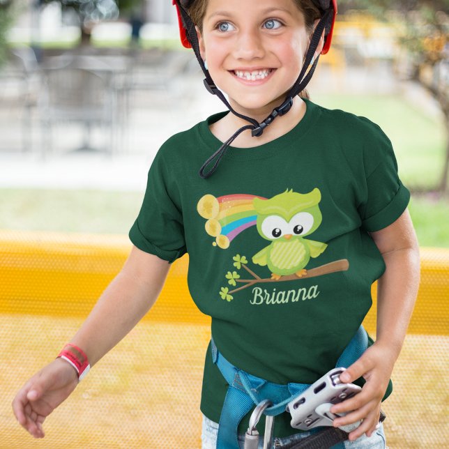 Niedlich St. Patricks Day Owl Irish Birthday Girl T-Shirt (Von Creator hochgeladen)