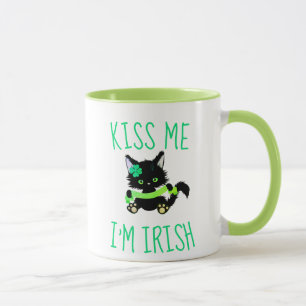 Niedlich St. Patrick's Kiss Me I'm Irish Cat Tasse