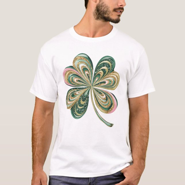 Niedlich St Patricks Vierblättriges Kleeblatt Wate T-Shirt (Vorderseite)