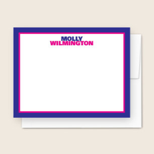 Niedlich Stacks Name Blue Pink Border Fun Stationi Mitteilungskarte