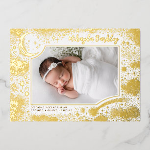 Niedlich Stars Moon Celestial Neugeborenes Foto Ge Folieneinladung