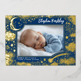 Niedlich Stars Moon Celestial Neugeborenes Foto Ge Folieneinladung