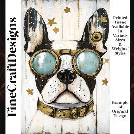 Niedlich Steampunk Boston Terrier Dog K6 Decoupage Seidenpapier