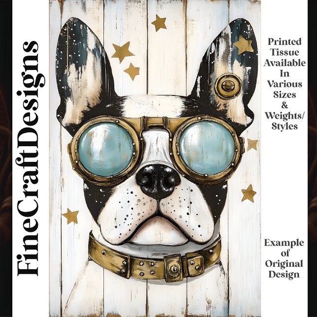 Niedlich Steampunk Boston Terrier Dog K6 Decoupage Seidenpapier (Von Creator hochgeladen)