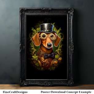 Niedlich Steampunk Dackel Wurst Dackel Dog 149R Poster