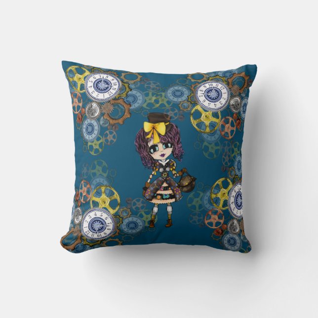 Niedlich Steampunk Girl Pinky Kawaii Chibi von Lea Kissen (Vorderseite)