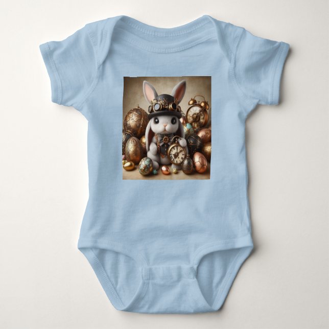 Niedlich Steampunk Osterhase Baby Strampler (Vorderseite)