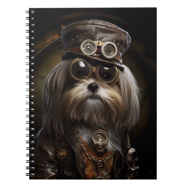 Niedlich Steampunk Shih Tzu Dog Painting D4R Novel Notizblock (Vorderseite)