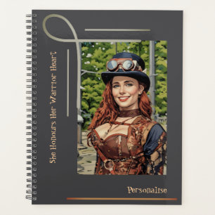 Niedlich Steampunk Warrior Heart Quote Gray Journa Planer