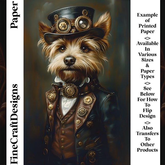 Niedlich Steampunk Yorkie Portrait CJ1 Scrapbook P (Von Creator hochgeladen)