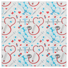 Niedlich Stethoscope Nurse | Doctor EKG Pattern Stoff