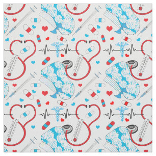 Niedlich Stethoscope Nurse   Doctor EKG Pattern Stoff
