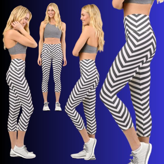 Niedlich Stilvoll Schwarz-weißes Abstraktes Muster Capri Leggings (Von Creator hochgeladen)