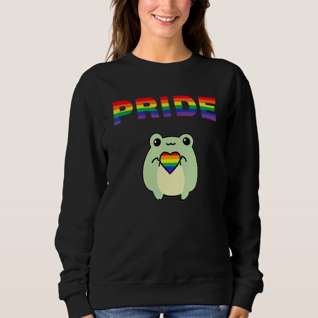Niedlich Stolz Frog Lgbt Sweatshirt (Vorderseite)