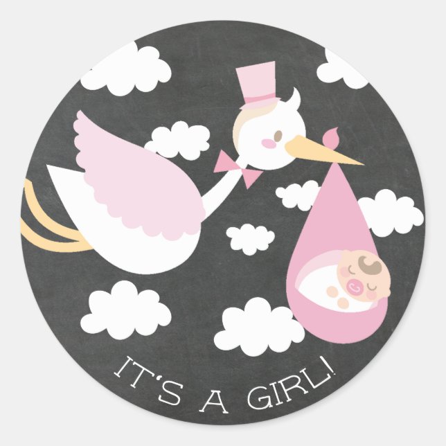 Niedlich Storch It's a Girl Gevor Sticker (Vorderseite)