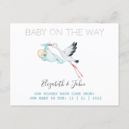 Niedlich Stork Baby Ankündigungspostkarte