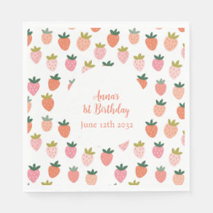Niedlich Strawberry Birthday Napkins Serviette