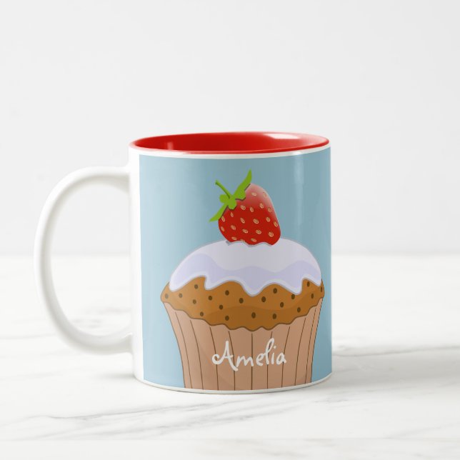 Niedlich Strawberry Bun Personalisiert Zweifarbige Tasse (Links)