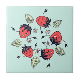 Niedlich Strawberry Kawaii Frucht Fliese