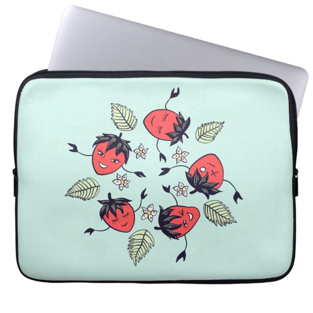 Niedlich Strawberry Kawaii Frucht Laptopschutzhülle (Vorderseite)