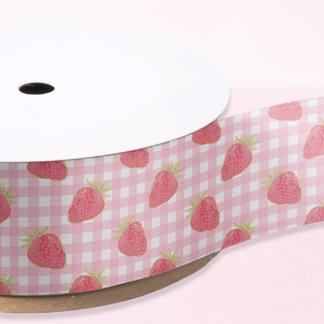 Niedlich Strawberry Pink Gingham Kariert Satinband (Von Creator hochgeladen)