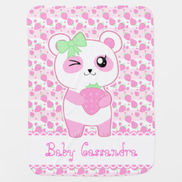 Niedlich Strawberry pink Kawaii Panda Bär Babydecke