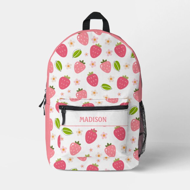 Niedlich Strawberry Pink Travel Bedruckter Rucksack (Vorderseite)