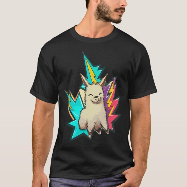 Niedlich Street Art Graffiti Thunder Lama T-Shirt (Vorderseite)