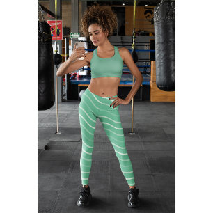 Niedlich Strip Gym Yoga Frauen Workout Grüne Leggi Leggings
