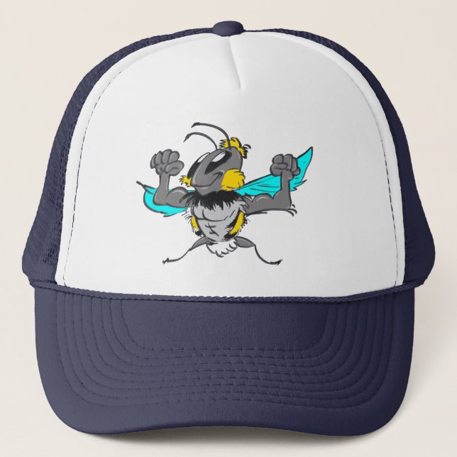 Niedlich Strong Bumble Bee Cartoon Trucker Hat Truckerkappe (Vorderseite)