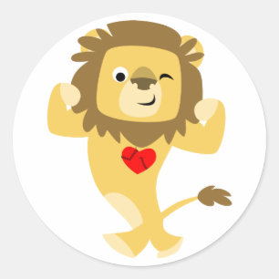 Niedlich Strong Cartoon Lion Heart Sticker