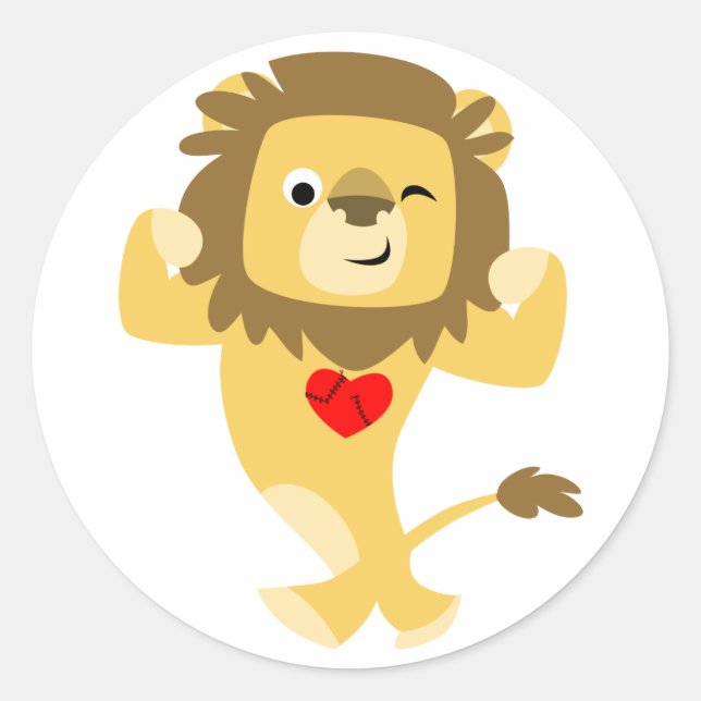 Niedlich Strong Cartoon Lion Heart Sticker (Vorderseite)