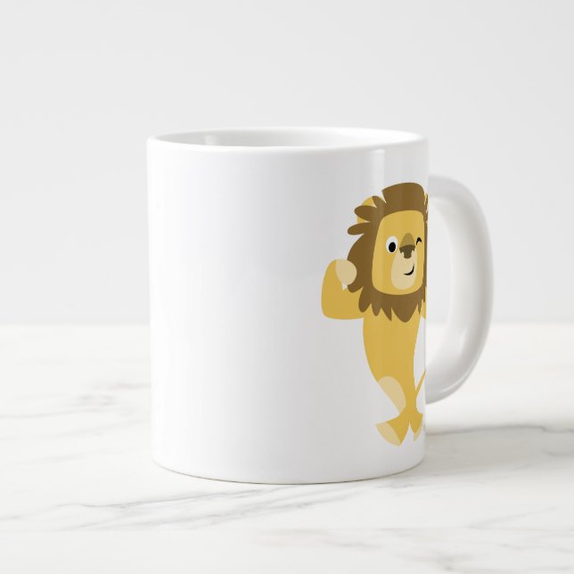 Niedlich Strong Cartoon Lion Jumbo Tasse (Vorderseite Rechts)