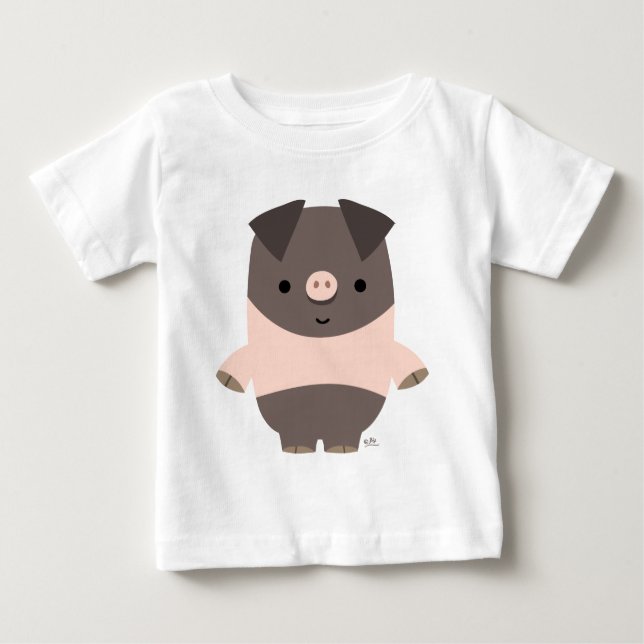 Niedlich Strong Cartoon Pig Baby T - Shirt (Vorderseite)