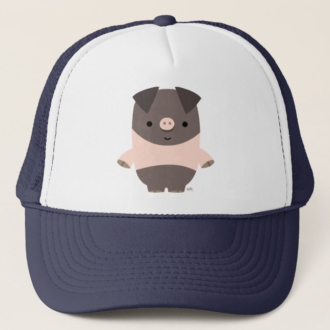 Niedlich Strong Cartoon Pig Hat Truckerkappe (Vorderseite)