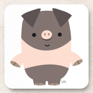 Niedlich Strong Cartoon Pig Untersetzer Set